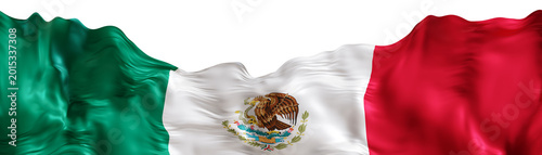 Foto The national flag of Mexico is shown with its typical green, white, and red colors