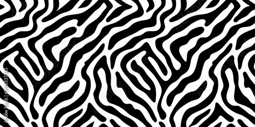 Billede på lærred Zebra stripe pattern seamless black and white illustration
