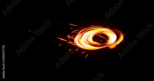 fire energy spin effect on black background