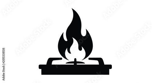 Fotografie Black silhouette of a gas stove burner with flame