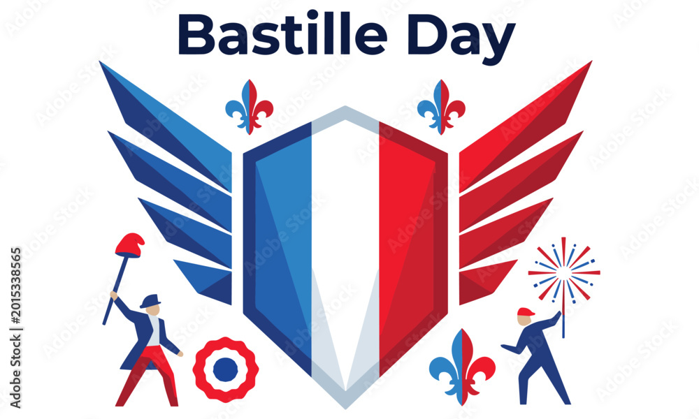 Fototapeta premium Bastille Day Celebration with French Flag and Fireworks