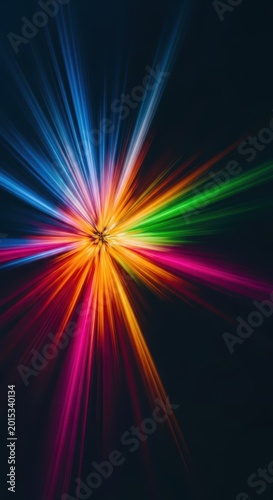 Abstract vibrant explosion of intense flowing colors radiating outward, creating a dynamic digital energy burst illustration, ethereal, burst, abstract
