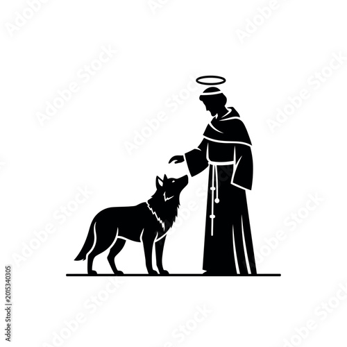 Saint Francis of Assisi Taming the Wolf of Gubbio.