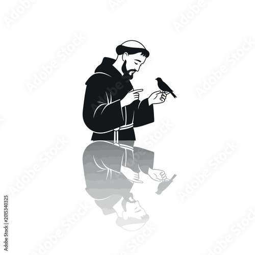 Photos Saint Francis of Assisi with a Bird.