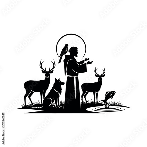 Bild auf Leinwand Saint Francis of Assisi with Animals 2.