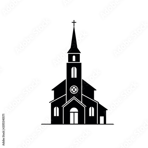 Tableau sur toile Silhouette of a traditional church building with a steeple.