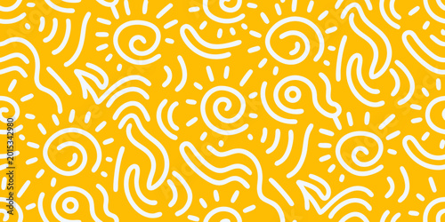 abstract swirl pattern on yellow background playful line art