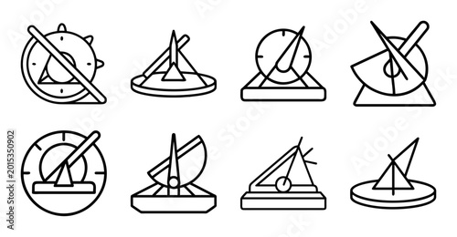 Sailing boats with different rig types icon set - Colorful vector icons showing various sailboat rig types including sloop, cutter, ketch, and yawl designs for nautical or maritime illustrations.