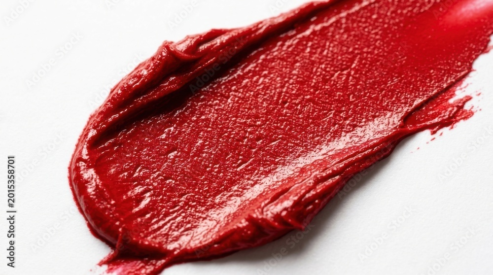 Fototapeta premium Red Lipstick Smear Swatch on White Background