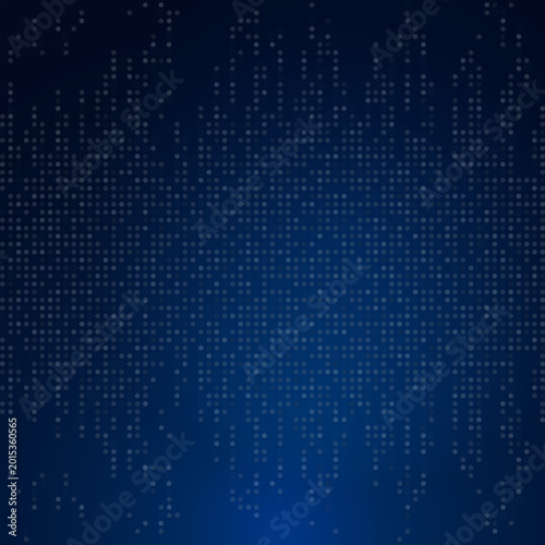 Foto Dark blue background with vertical dotted gradients forming flowing columns, abstract digital texture inspired by data streams or sound waves