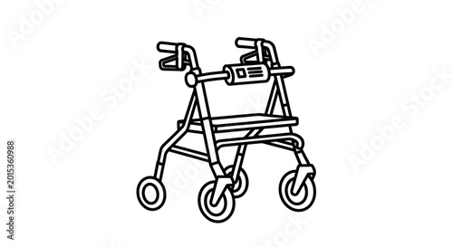 Line Art Illustration of a Medical Walker for Elderly or Disabled People