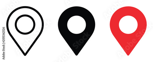 Konstfotografi Location Pin Icon Symbol Sign Isolated on Transparent Background, Flat Map Vecto