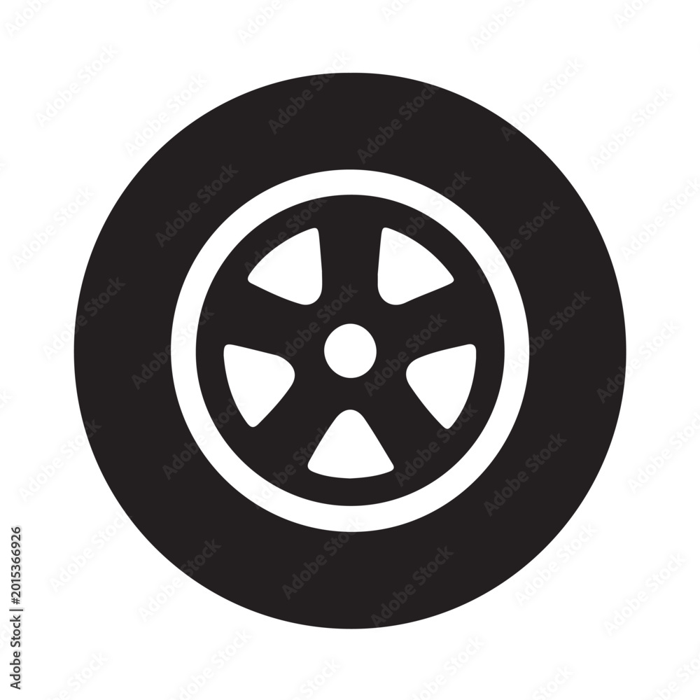 Fototapeta premium Black tire, wheel icon, vector wheel, car tire, automotive symbol