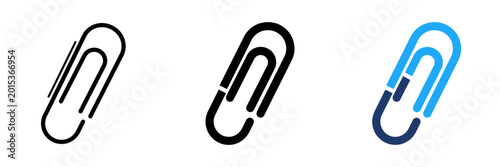 Billede på lærred Paperclip icon set with thin line, bold, and two-tone blue vector designs