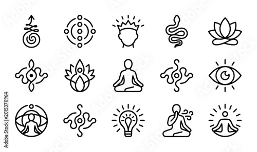 Canvastavla Spiritual Icons Set, Meditation Symbols, Yoga Graphics, Mindfulness Elements, We