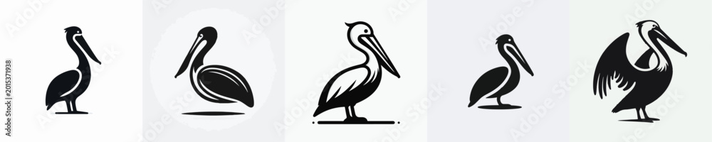 Fototapeta premium Pelican Silhouette Vector Illustration