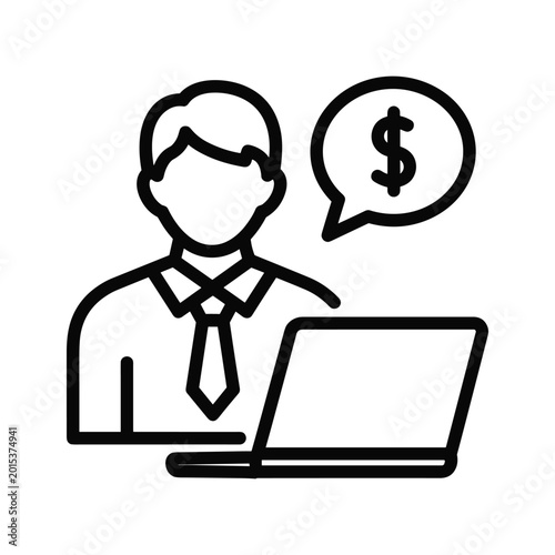 Professional man discussing money online