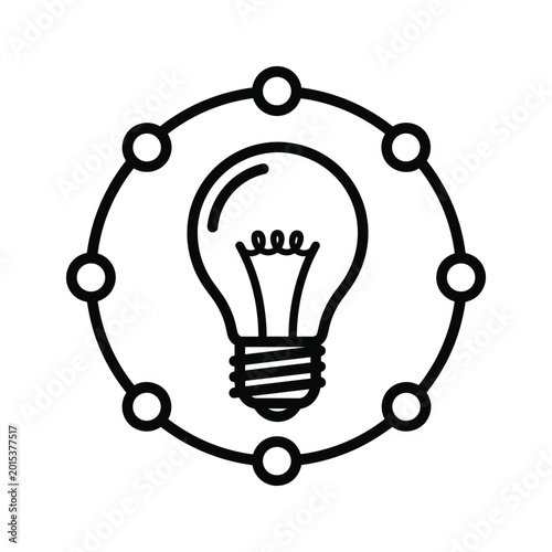 Lightbulb icon inside circular network nodes