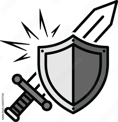 Tableau sur toile Shield and sword protection symbol.