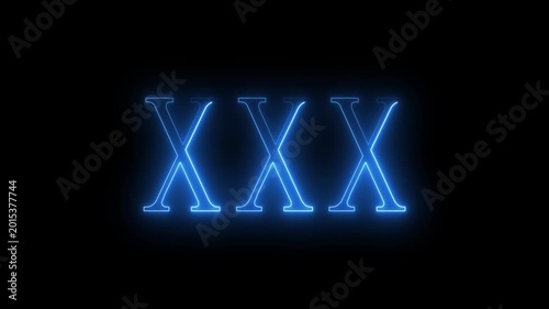 Triple X text animation with neon glow 