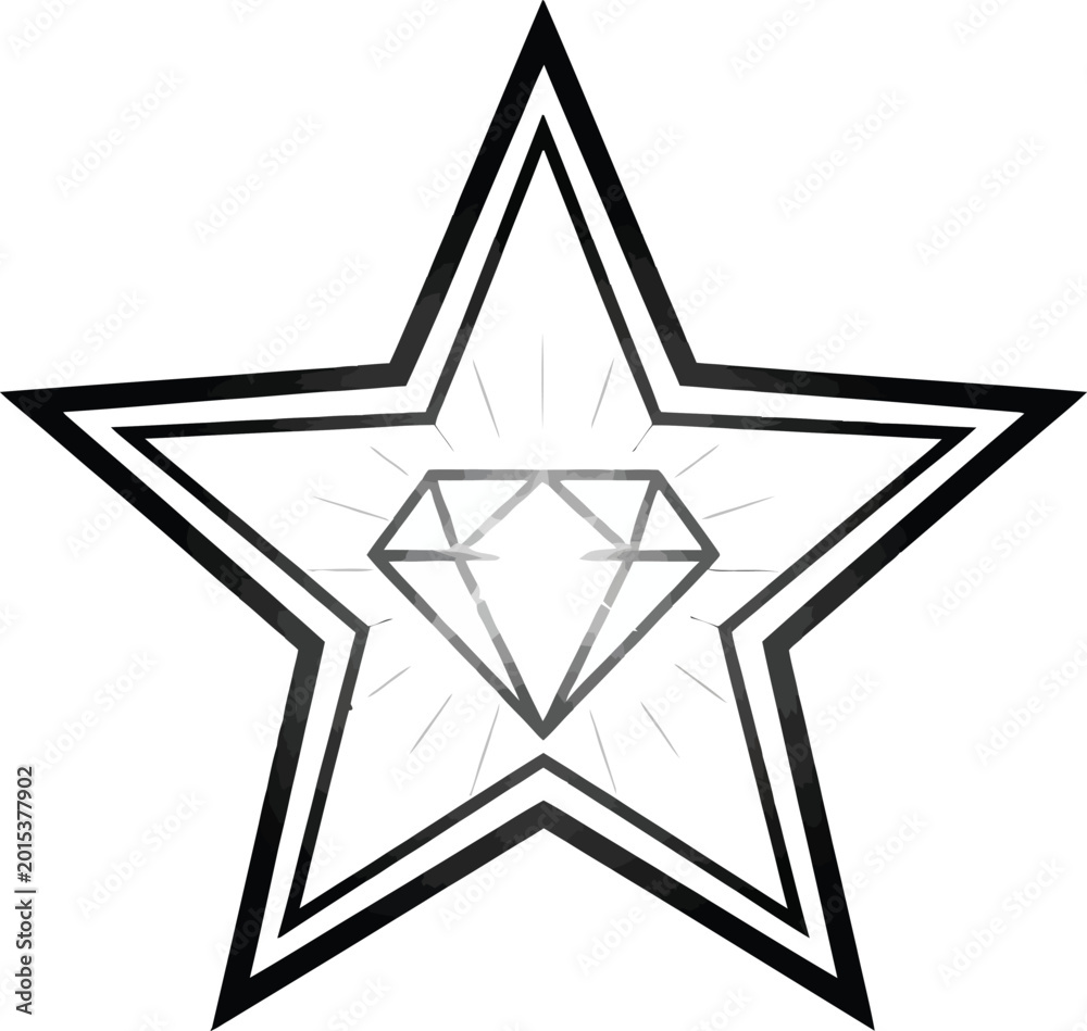 Obraz premium Black star shape with diamond center.