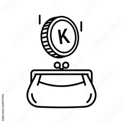 Coin falling into purse illustration