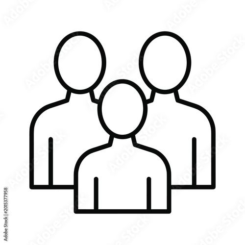 Three simple people icons standing together