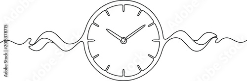 Quadro su tela Clock continuous line drawing wavy motion time passage minimalist symbol icon se