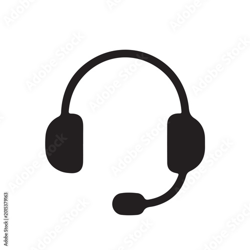 Headset icon, customer service symbol, call center sign, communication logo