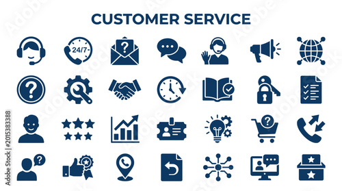 Foto Customer Service Icons Set Representing Support Communication Helpdesk Assistanc
