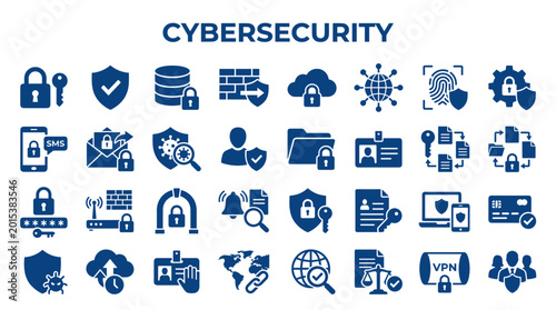 Photos Cybersecurity icons and symbols representing digital protection data safety and