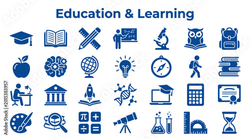 Fotografía Education and learning concept icons set symbolizing knowledge, creativity, and