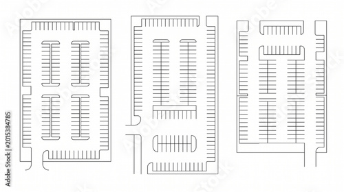 Architectural Site Plan CAD Blocks Parking Lot Top View Layouts Technical Vector Drafting