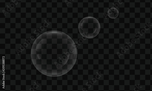 Realistic soap bubbles cluster on transparent background high-quality