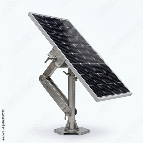 Adjustable solar panel on a metal stand for renewable energy generation.