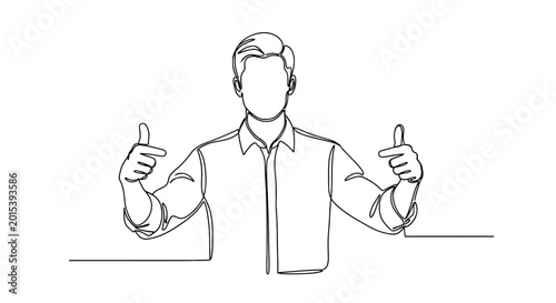 Obraz na płótnie Confident man giving thumbs up with both hands approval success
