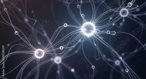 Abstract illustration of glowing neurons and neural network connections.