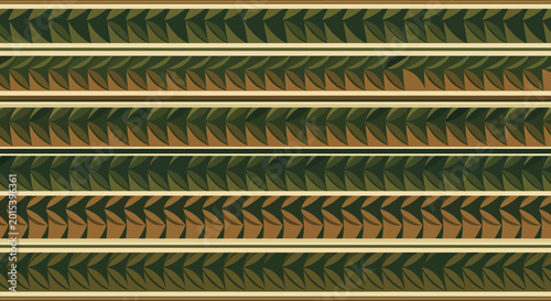 A decorative pattern of green and gold stripes.