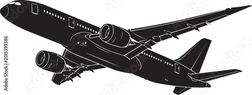 Foto Black airplane flying in the air.