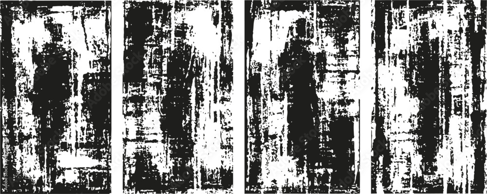 Obraz premium abstract black and white grunge texture panels with distressed worn and scratched effects