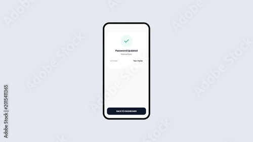 Mobile Security App Interface Showing Successful Password Update with Two-Factor Authentication Verification