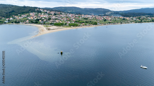 Bild auf Leinwand Cesantes beach and village in ría de vigo