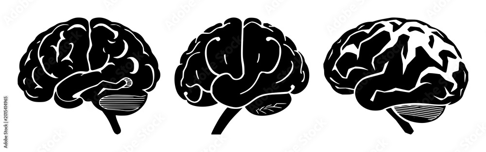 Obraz premium Brain synapse icon set with solid black line illustration featuring neurology, neural, black icon, white background with neural anatomy and vector graphics