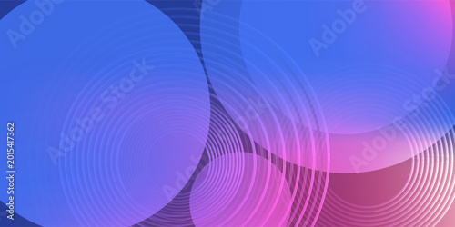 Foto Seamless Vibrant Blue and Pink Vector Background Featuring Overlapping Transparent Circles and Fine Concentric Line Patterns