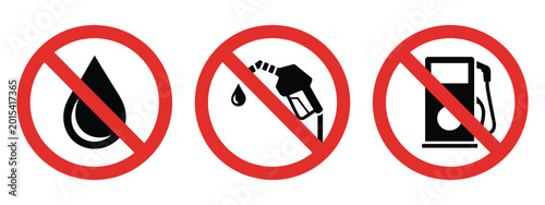 Foto No fuel no oil no petrol pump icon set representing prohibited diesel gasoline a