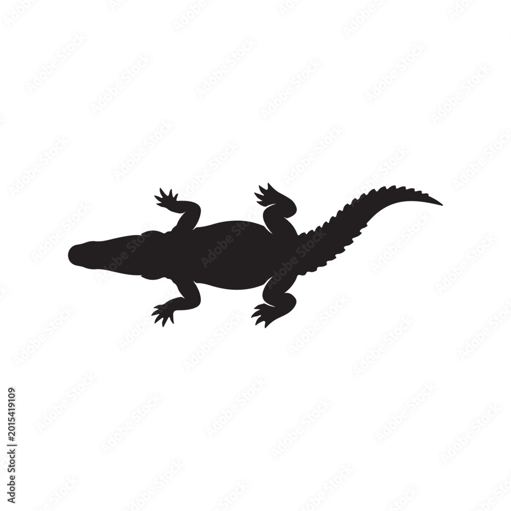 Fototapeta premium Top view alligator silhouette vector flat illustration design.Adobe Illustrator Artwork