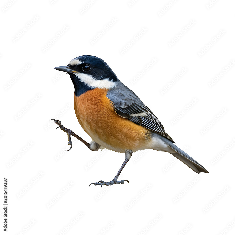 Fototapeta premium Black-throated gray warbler perched on branch isolated on transparent background