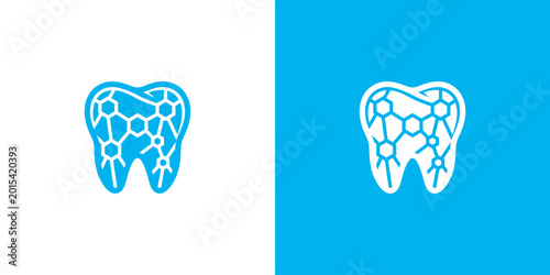 Dental tech logo design template with geometric line abstract dental logo graphic design vector illustration. Symbol, icon, creative.
