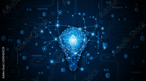 Cuadro en lienzo An innovative and creative light bulb concept incorporating advanced smart digital technology