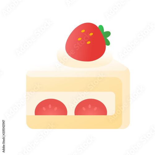 Strawberry Cake Flat Icon